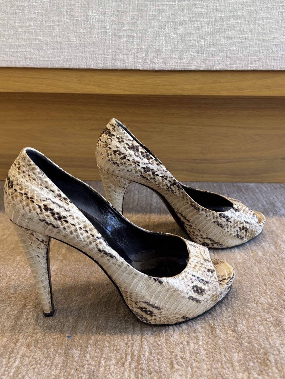 Pierre Hardy Snakeskin Peep Toe Heels EU 39